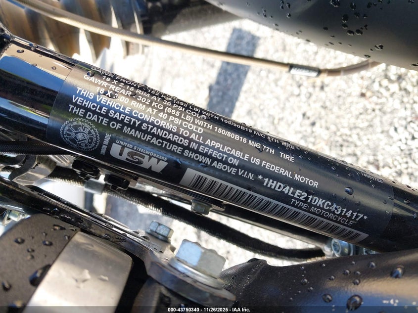 2019 Harley-Davidson Xl883 N VIN: 1HD4LE210KC431417 Lot: 43750340