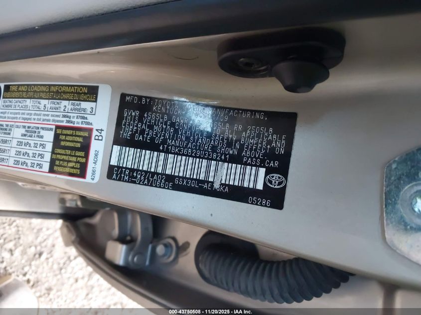 2009 Toyota Avalon Xls VIN: 4T1BK36B29U338241 Lot: 43750508