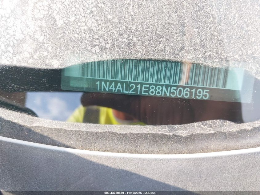 2008 Nissan Altima 2.5 S VIN: 1N4AL21E88N506195 Lot: 43750639