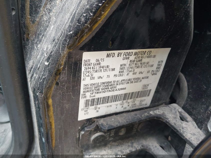 2016 Ford F-350 Lariat VIN: 1FT8W3DT5GEA32866 Lot: 43750816