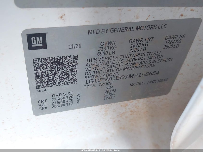 2021 Chevrolet Silverado 1500 2Wd Short Bed Lt VIN: 1GCPWCED7MZ158654 Lot: 43750955