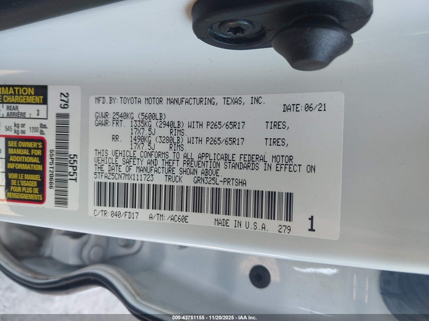 5TFAZ5CN7MX111723 2021 TOYOTA TACOMA photo no. 9
