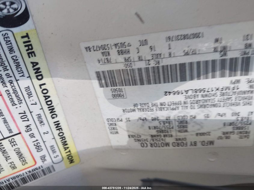 2008 Ford Expedition El Eddie Bauer/King Ranch VIN: 1FMFK17568LA16642 Lot: 43751239