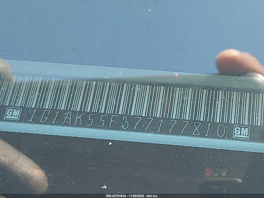 2007 Chevrolet Cobalt Ls VIN: 1G1AK55F377177810 Lot: 43751634