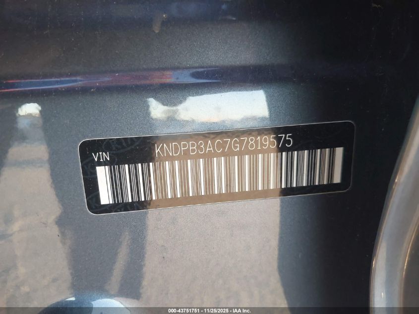 2016 Kia Sportage Lx VIN: KNDPB3AC7G7819575 Lot: 43751751