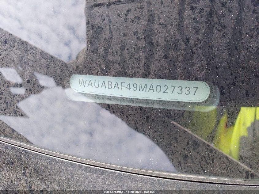 2021 Audi A4 Premium 40 Tfsi Quattro S Tronic VIN: WAUABAF49MA027337 Lot: 43751951