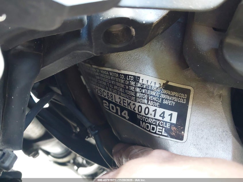 2014 Honda Gl1800 L VIN: JH2SC68L2EK200141 Lot: 43751971