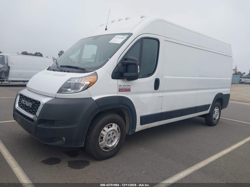 Vin: 3c6lrvdg4me523842, lot: 44247357, ram promaster 2500 high roof 159 wb 20212