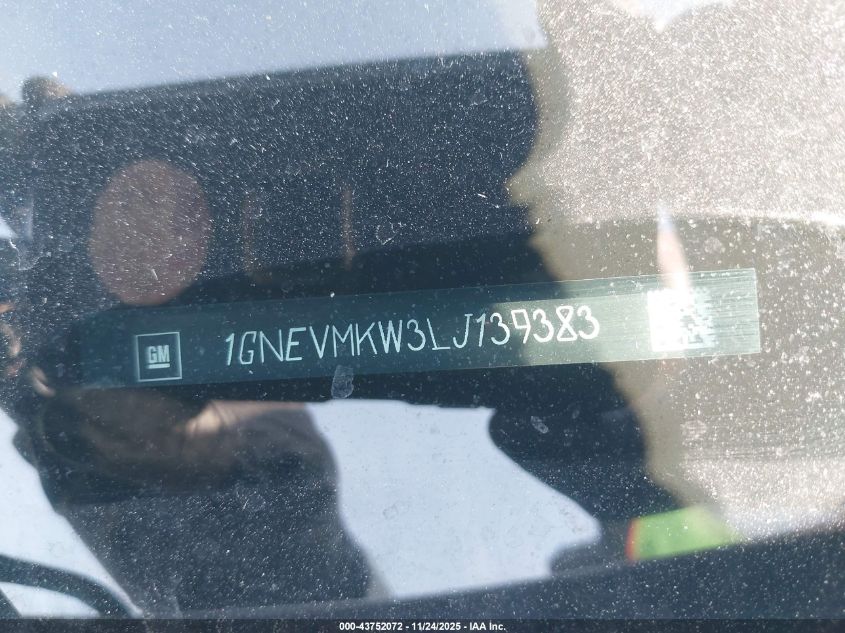 2020 Chevrolet Traverse Awd 2Fl VIN: 1GNEVMKW3LJ139383 Lot: 43752072