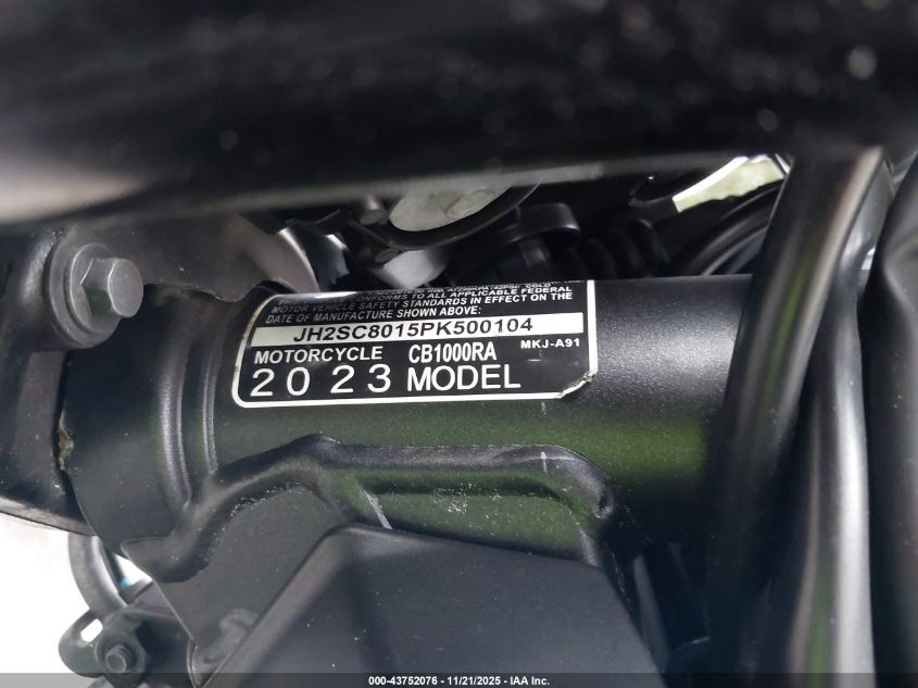 2023 Honda Cb1000 Ra VIN: JH2SC8015PK500104 Lot: 43752076