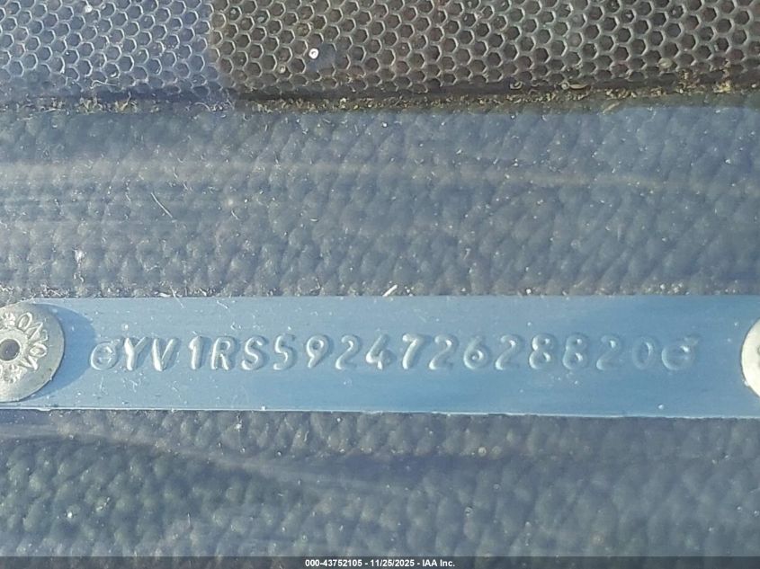 2007 Volvo S60 2.5T VIN: YV1RS592472628820 Lot: 43752105