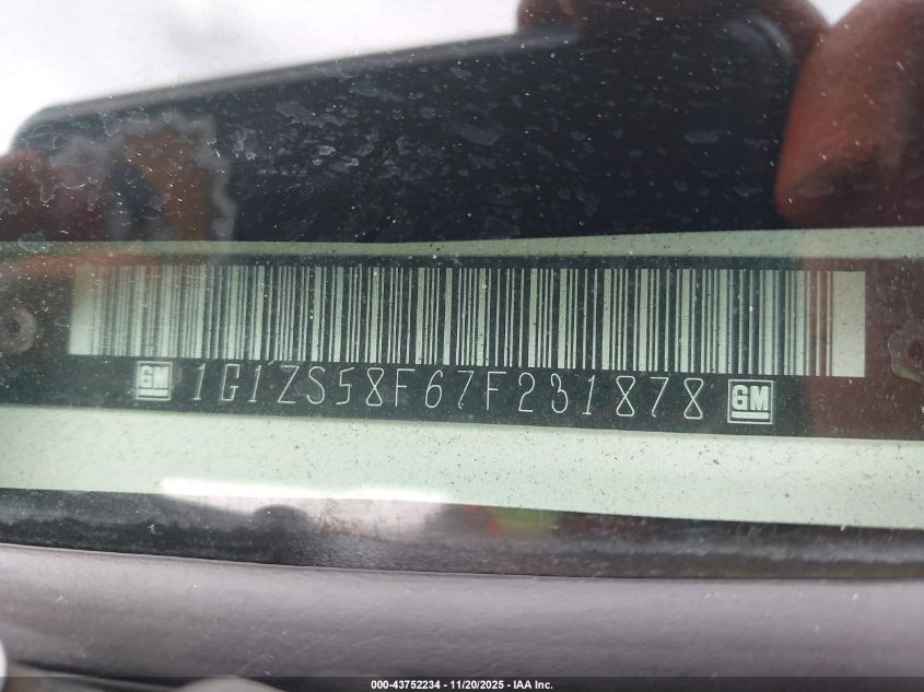 2007 Chevrolet Malibu Ls VIN: 1G1ZS58F67F231878 Lot: 43752234