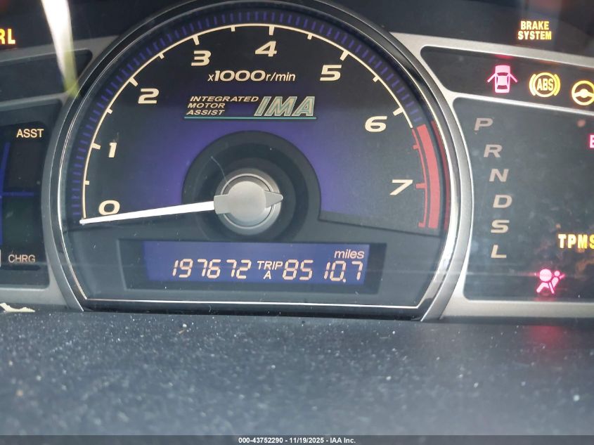 2008 Honda Civic Hybrid VIN: JHMFA36298S013104 Lot: 43752290