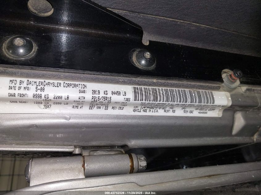 2000 Jeep Wrangler Sport VIN: 1J4FA49S2YP797321 Lot: 43752326