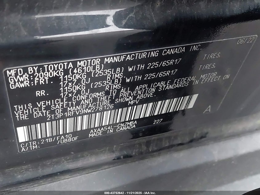 2T3P1RFV9NW278126 2022 TOYOTA RAV 4 photo no. 9