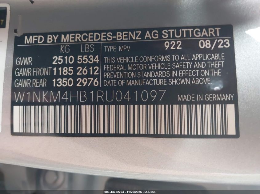 2024 Mercedes-Benz Glc 300 4Matic Suv VIN: W1NKM4HB1RU041097 Lot: 43752704