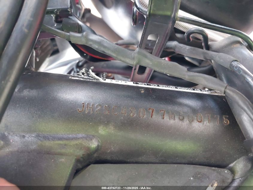 2007 Honda Cb900 F VIN: JH2SC48077M500775 Lot: 43752723