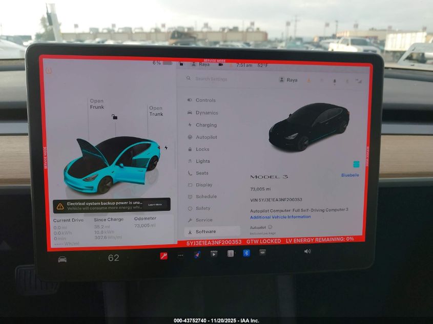 2022 Tesla Model 3 Rear-Wheel Drive VIN: 5YJ3E1EA3NF200353 Lot: 43752740