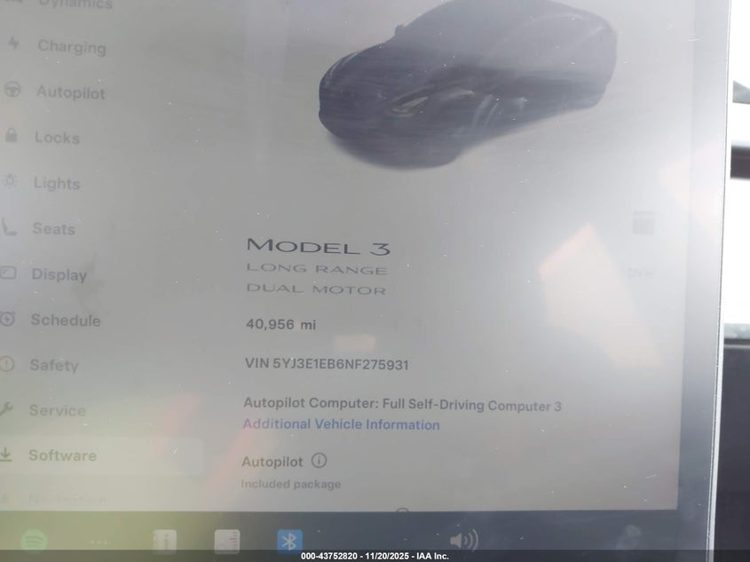 2022 Tesla Model 3 Long Range Dual Motor All-Wheel Drive VIN: 5YJ3E1EB6NF275931 Lot: 43752820
