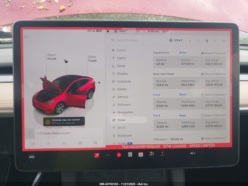 2024 Tesla Model Y Long Range Dual Motor All-Wheel Drive VIN: 7SAYGDEE6RF989045 Lot: 43753183