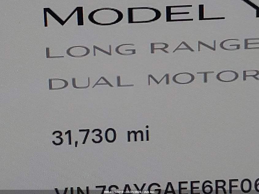 2024 Tesla Model Y Long Range Dual Motor All-Wheel Drive VIN: 7SAYGAEE6RF066918 Lot: 43753219