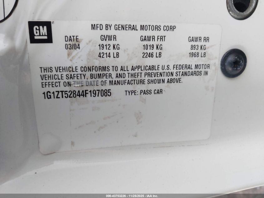 2004 Chevrolet Malibu Ls VIN: 1G1ZT52844F197085 Lot: 43753226