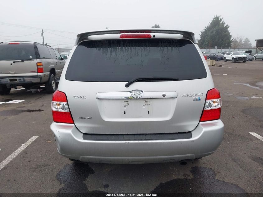 2006 Toyota Highlander Hybrid Limited V6 VIN: JTEEW21A660030440 Lot: 43753266