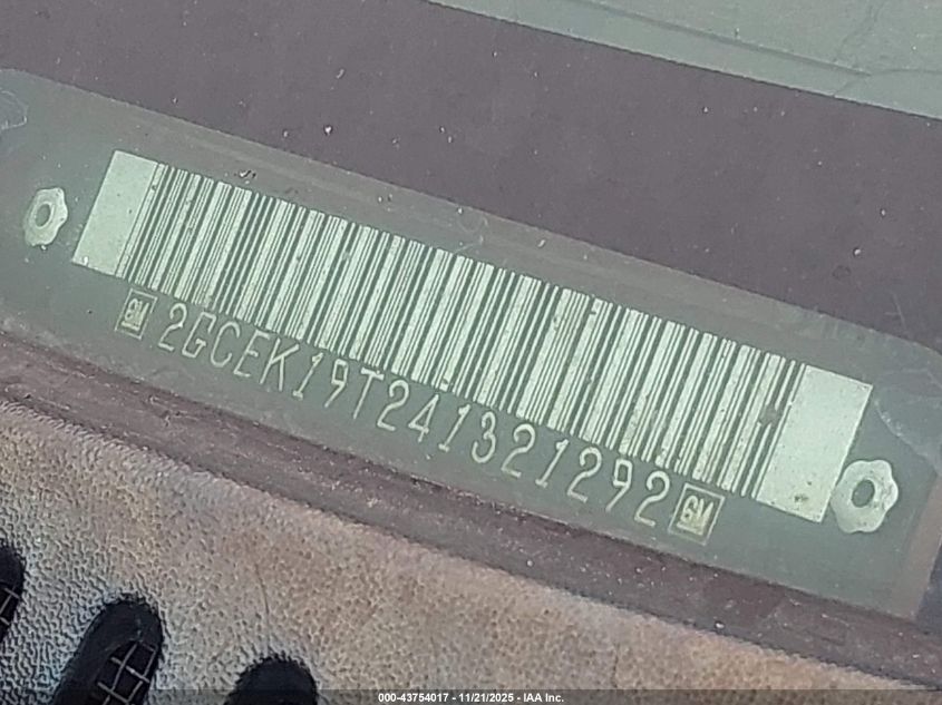 2004 Chevrolet Silverado 1500 Z71 VIN: 2GCEK19T241321292 Lot: 43754017