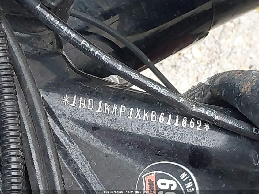 2019 Harley-Davidson Flhxs VIN: 1HD1KRP1XKB611662 Lot: 43754226