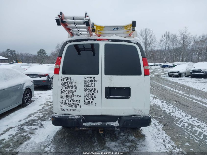 2016 Chevrolet Express 2500 Work Van VIN: 1GCWGAFF5G1190289 Lot: 43754316