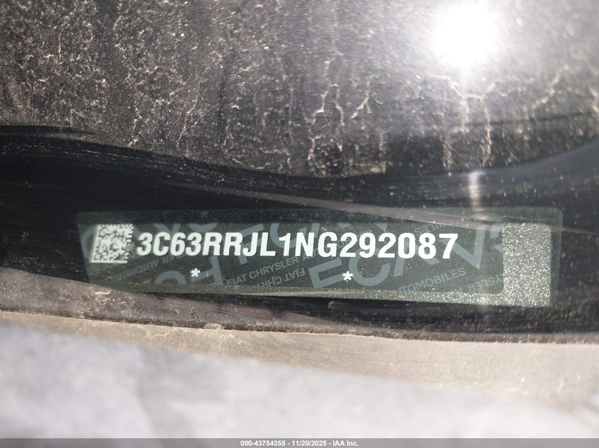 2022 Ram 3500 Laramie 4X4 8' Box VIN: 3C63RRJL1NG292087 Lot: 43754355