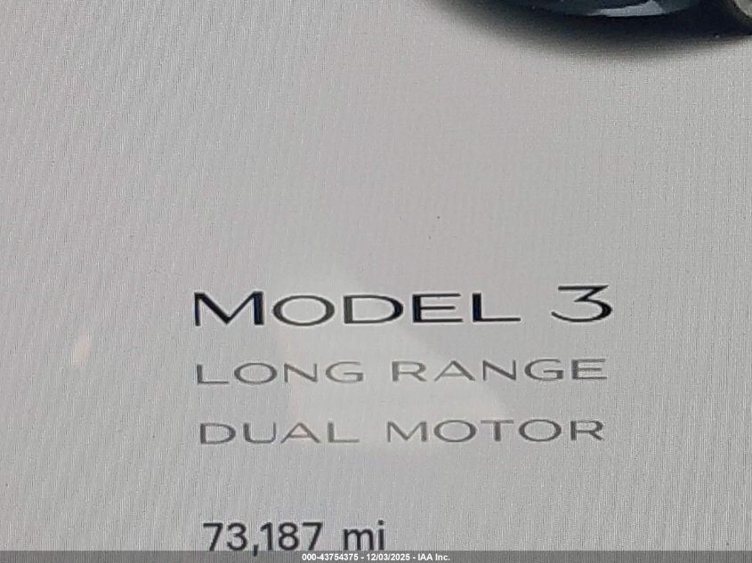 2021 Tesla Model 3 Long Range Dual Motor All-Wheel Drive VIN: 5YJ3E1EB7MF015293 Lot: 43754375
