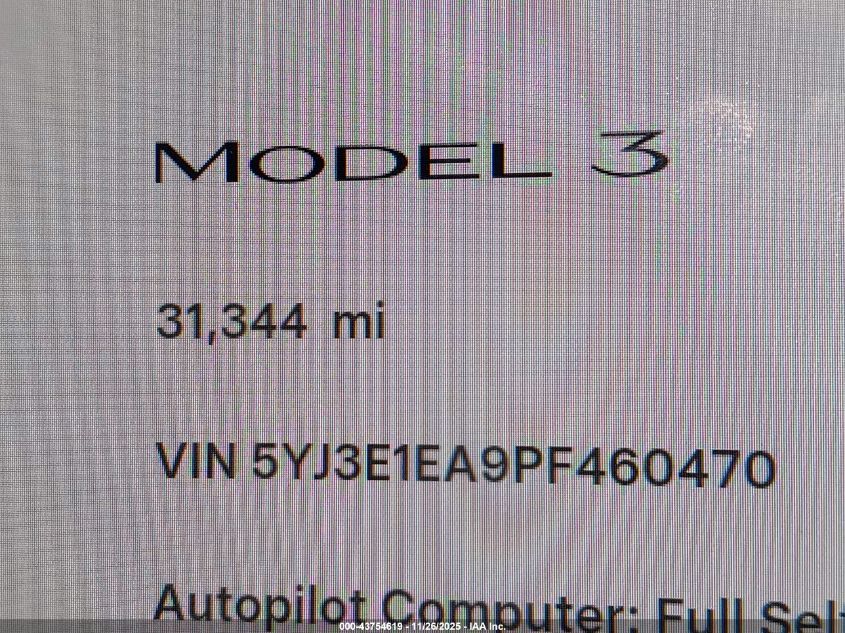 2023 Tesla Model 3 Rear-Wheel Drive VIN: 5YJ3E1EA9PF460470 Lot: 43754619