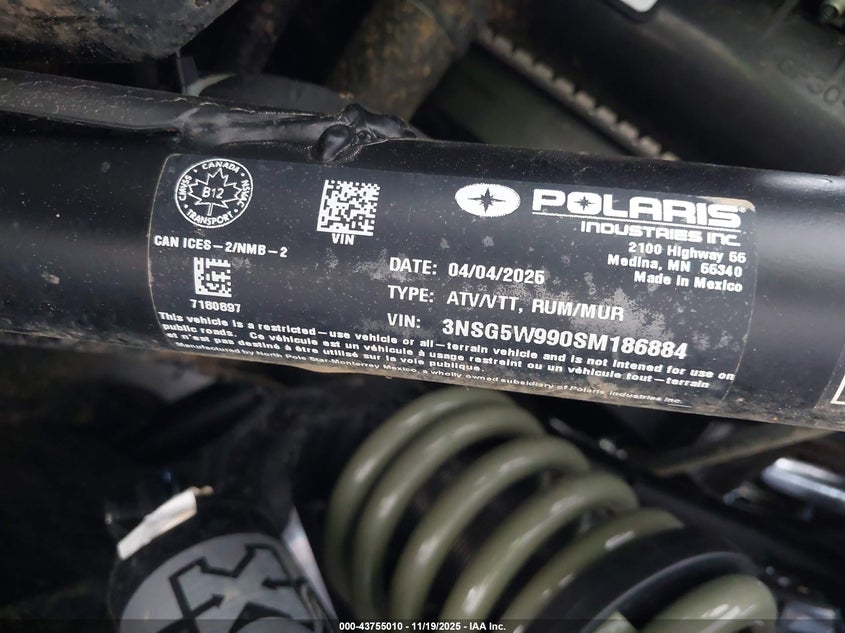 2025 Polaris Xpedition Xp 5 1000 Northstar VIN: 3NSG5W990SM186884 Lot: 43755010