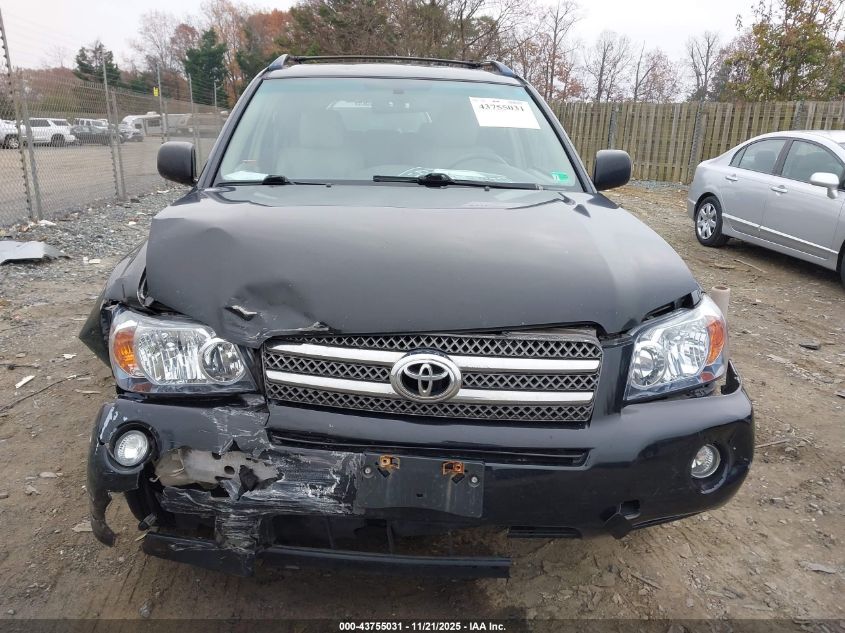 2006 Toyota Highlander Hybrid V6 VIN: JTEEW21AX60018484 Lot: 43755031