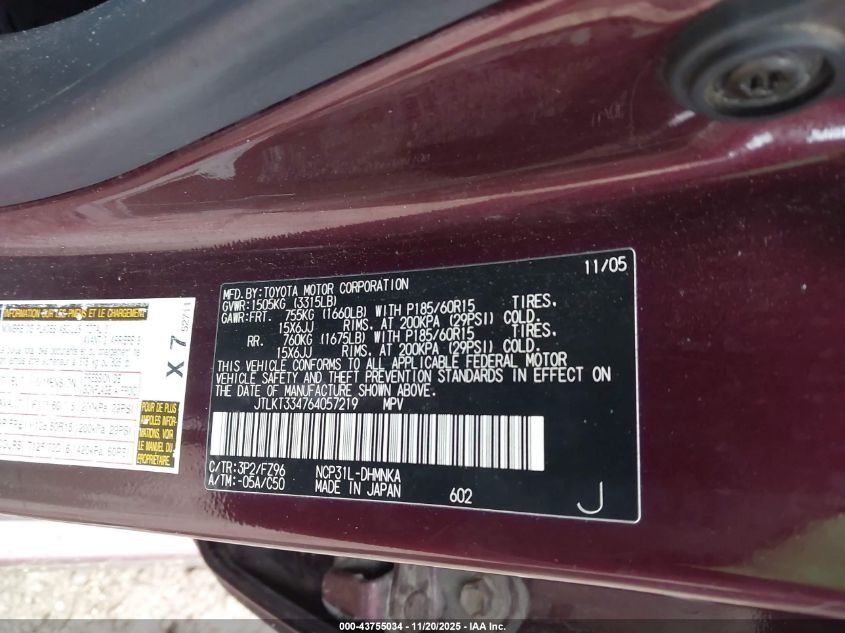 2006 Scion Xb VIN: JTLKT334764057219 Lot: 43755034