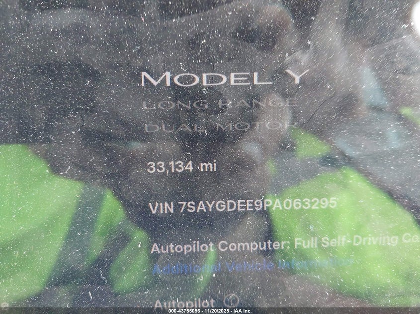 2023 Tesla Model Y Awd/Long Range Dual Motor All-Wheel Drive VIN: 7SAYGDEE9PA063295 Lot: 43755056
