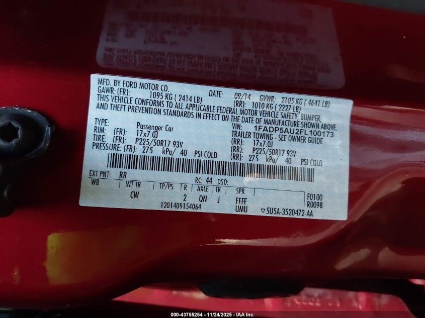 2015 Ford C-Max Hybrid Se VIN: 1FADP5AU2FL100173 Lot: 43755254