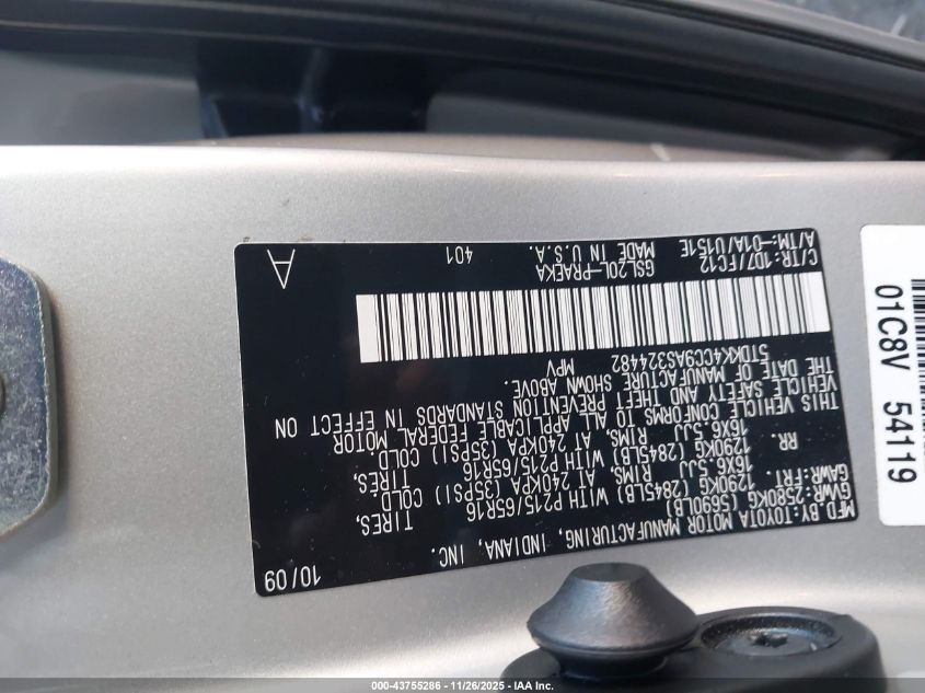 2010 Toyota Sienna Le VIN: 5TDKK4CC9AS324482 Lot: 43755286