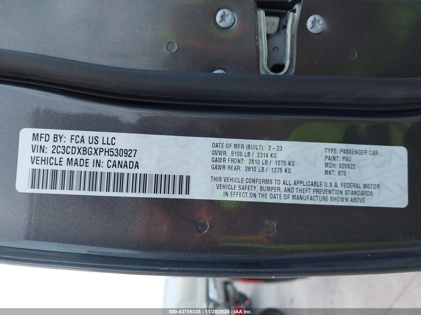2C3CDXBGXPH530927 2023 DODGE CHARGER photo no. 9