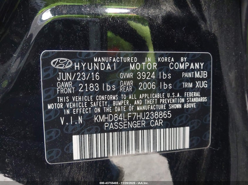 KMHD84LF7HU238865 2017 HYUNDAI ELANTRA photo no. 9