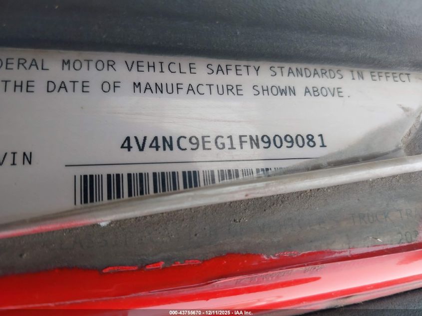 2015 Volvo Vn Vnl VIN: 4V4NC9EG1FN909081 Lot: 43755670