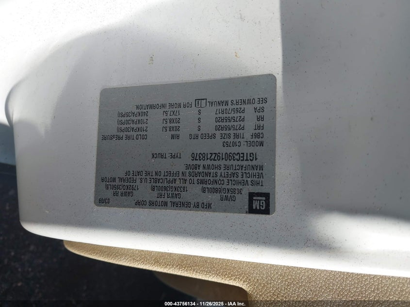 2009 GMC Sierra 1500 Slt VIN: 1GTEC39019Z218376 Lot: 43756134