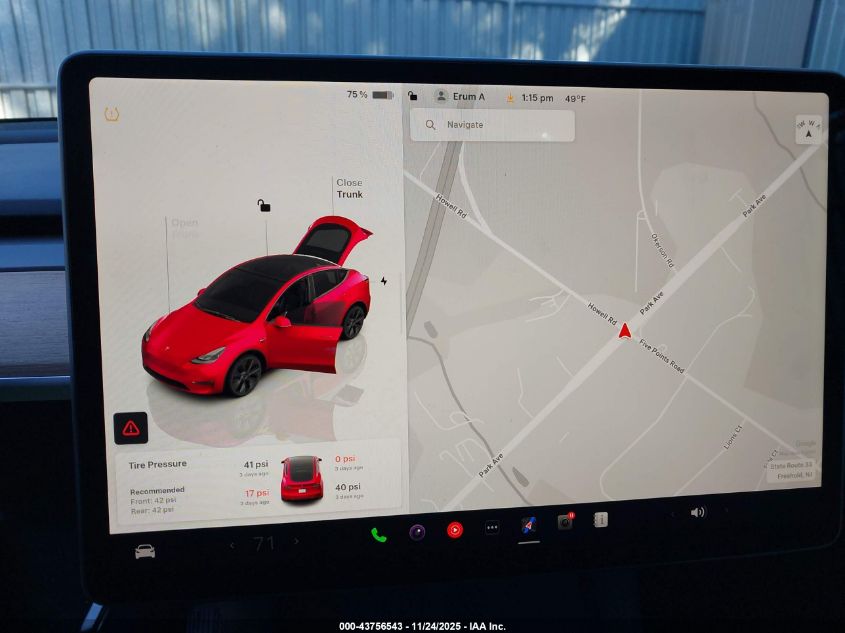 2025 Tesla Model Y Long Range Dual Motor All-Wheel Drive VIN: 7SAYGDEE4SA367417 Lot: 43756543