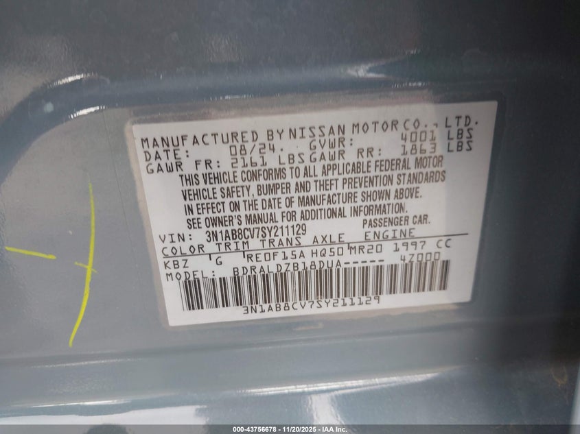 3N1AB8CV7SY211129 2025 NISSAN SENTRA photo no. 9