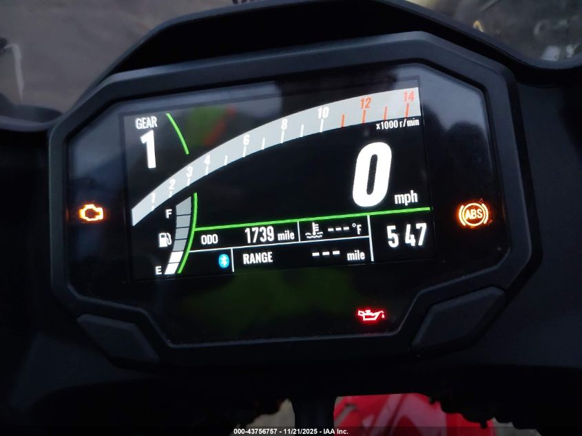 2025 Kawasaki Ex500 A/B VIN: ML5EXGJ10SDA72567 Lot: 43756757