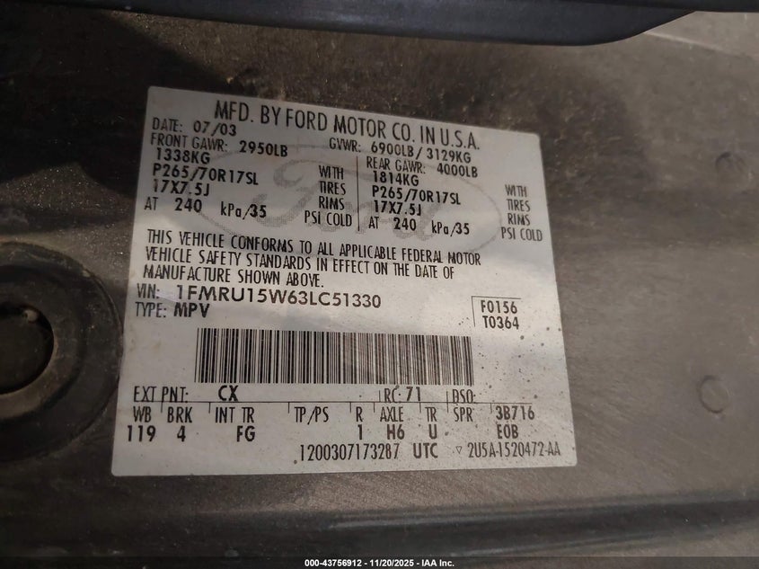 1FMRU15W63LC51330 2003 FORD EXPEDITION photo no. 9