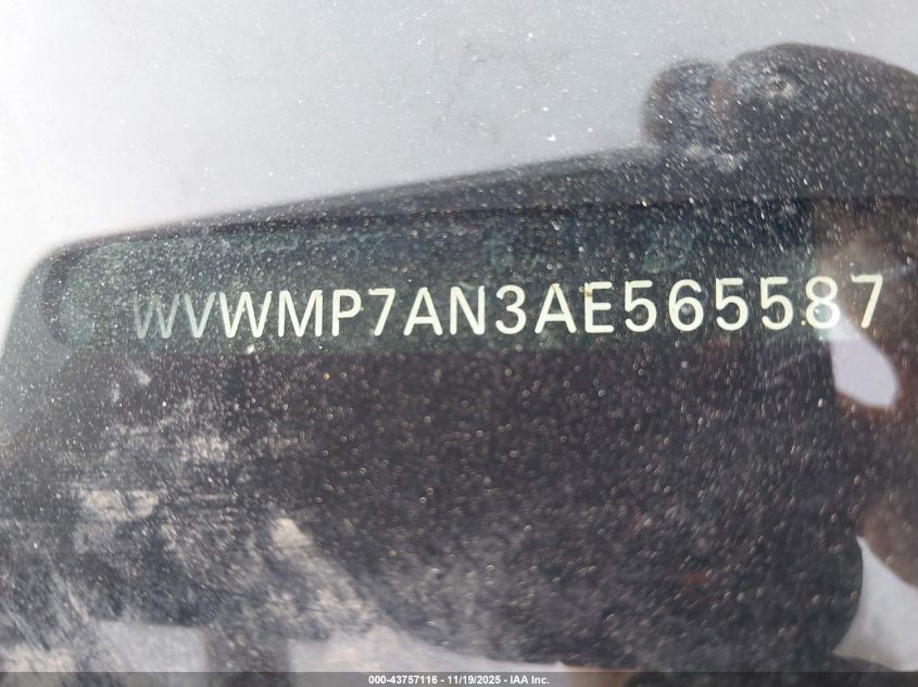 2010 Volkswagen Cc Sport VIN: WVWMP7AN3AE565587 Lot: 43757116