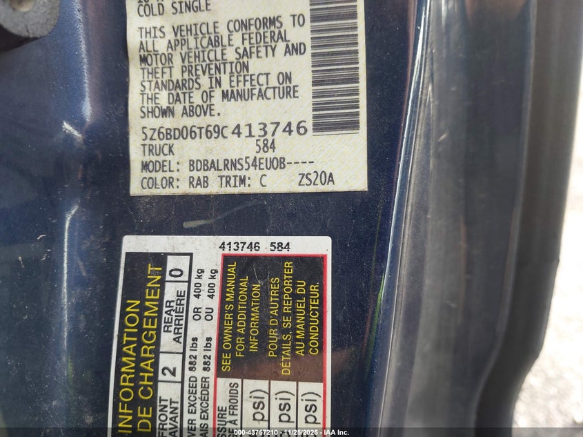 2009 Suzuki Equator Premium VIN: 5Z6BD06T69C413746 Lot: 43757210