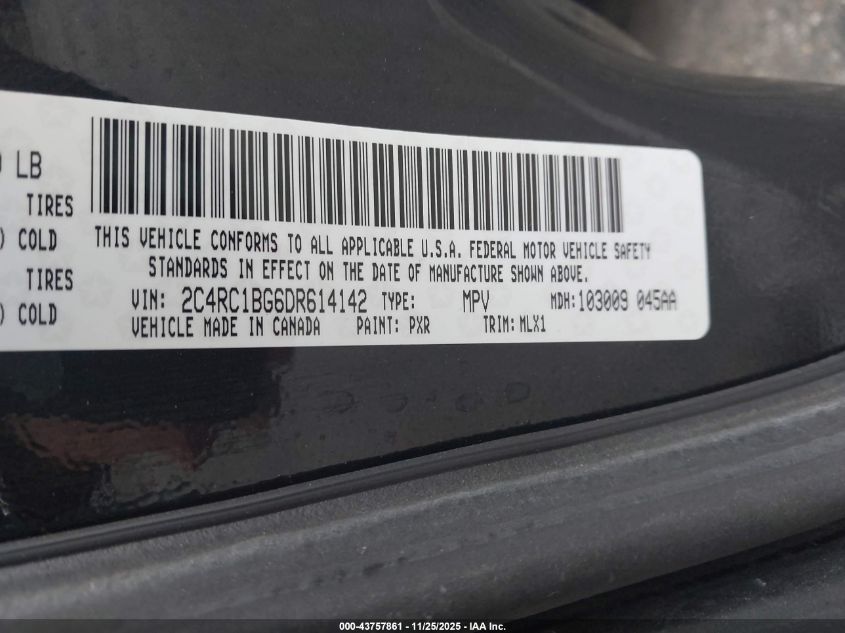 2013 Chrysler Town & Country Touring VIN: 2C4RC1BG6DR614142 Lot: 43757861